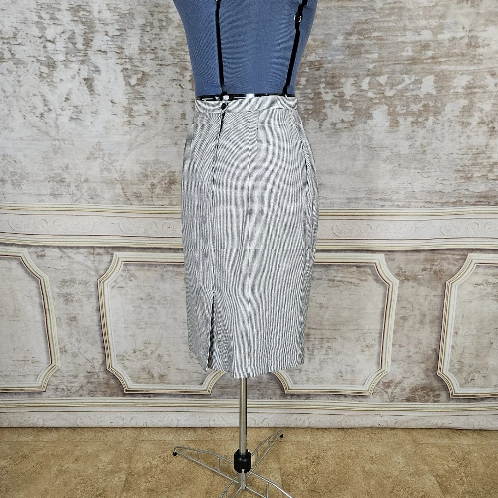 Vintage Houndstooth Pencil Skirt VTG 1990s 90s M Black White Academia Pinup Ska